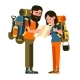 Hikers Man and Woman with Map