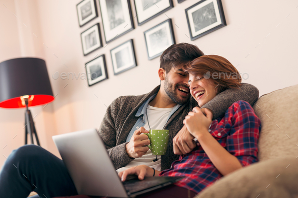 Couple surfing the net - Stock Photo - Images