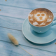 a blue cup of latte coffee art, cute cat for cat slave and lover animal,relax refresh with hot drink - PhotoDune Item for Sale