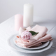 White linen, pink peony and candles - PhotoDune Item for Sale