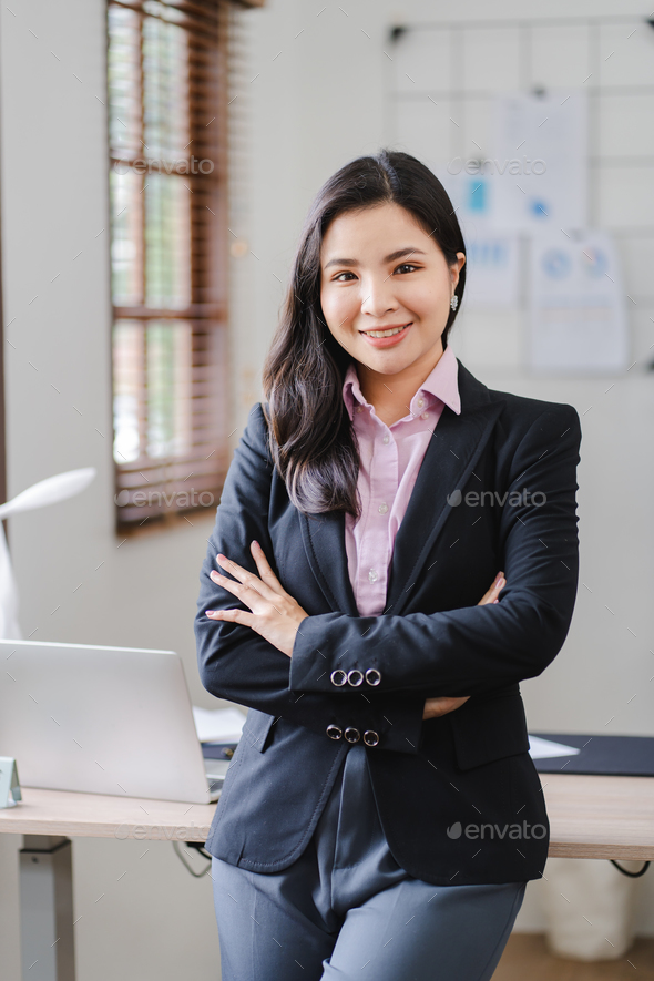 Asian business woman Business document check, account check, document search Legal documents, docume