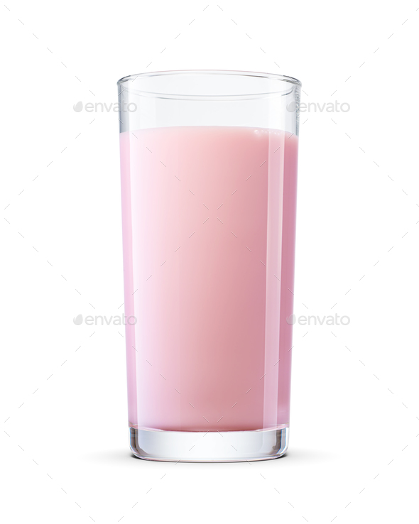 Pink Strawberry Milkshake In Plastic Take Away Cup Isolated On