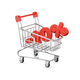 Tiny red colored shopping cart and ten percent discount text. Isolated on white. 3D rendering. - PhotoDune Item for Sale