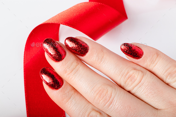 Beautiful red nail polish. - Stock Photo - Images