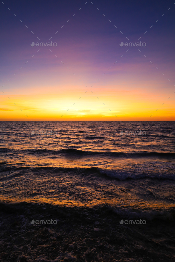 Beautiful sky evening beauty and Clouds at sunset , Panoramic scene view of sea beach . Natural back - Stock Photo - Images