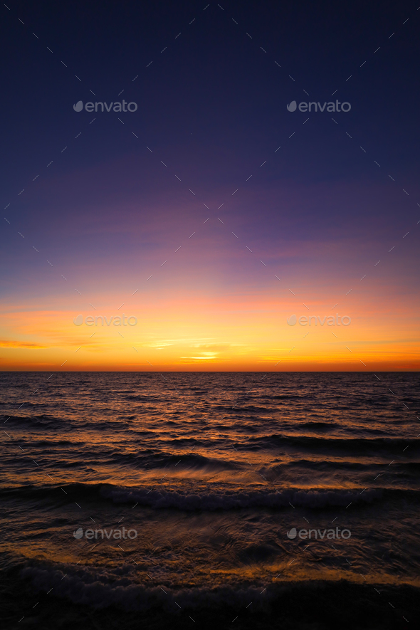 Beautiful sky evening beauty and Clouds at sunset , Panoramic scene view of sea beach . Natural back - Stock Photo - Images
