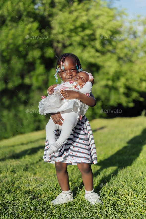African american newborn in the park - Stock Photo - Images