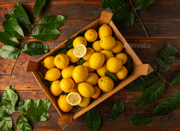 Top view of ripe lemons - Stock Photo - Images