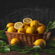 Fresh lemons in wooden basket - PhotoDune Item for Sale
