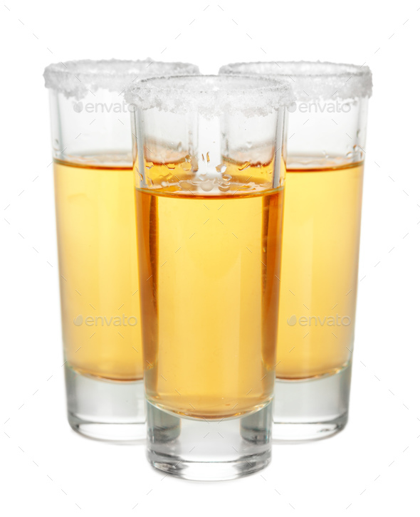 Cocktail. Vodka, gin, tequila isolated on white background Stock Photo