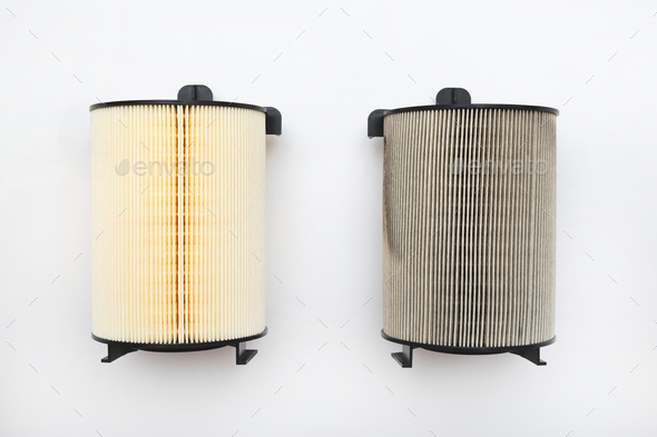 New Clean and Old Dirty Air Filter for a Turbocharged Car Engine. - Stock Photo - Images