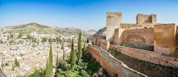 Alcazaba of Alhambra in Granada, Spain - Stock Photo - Images