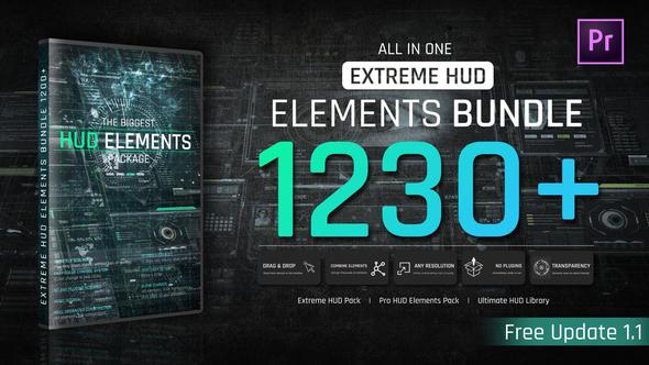 Extreme HUD Elements Bundle 1200+ For Premiere Pro