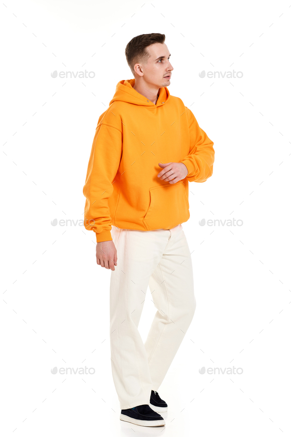 young handsome man on white background. Full length