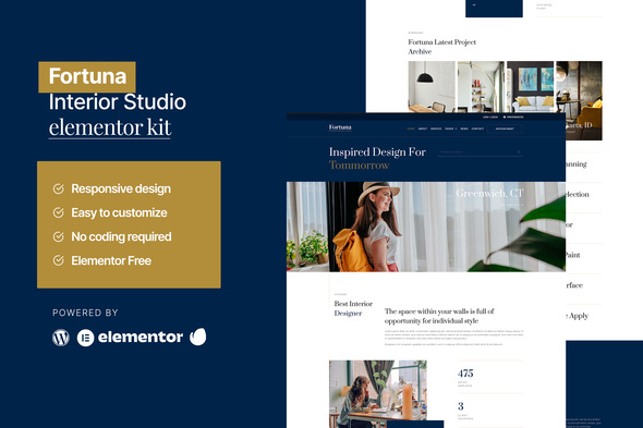 Fortuna - Interior Design Service Elementor Template Kit