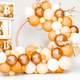 Orange white bright balloon decorated photo zone for little baby girl first birthday celebration.  - PhotoDune Item for Sale