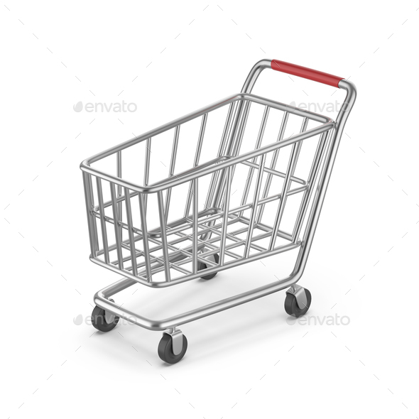 Empty metal shopping cart - Stock Photo - Images