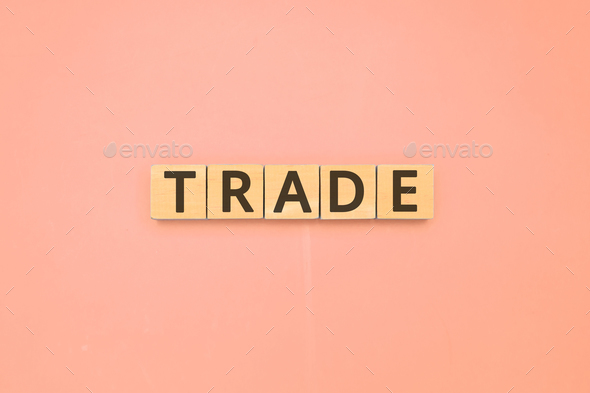 Trade text on background, Investment strategy and benefits