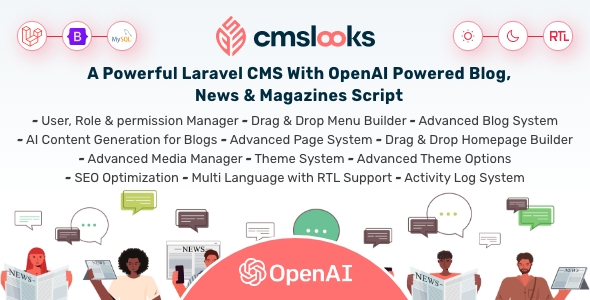 CMSLooks  Laravel CMS With OpenAI Powered Blog, News & Magazines Script