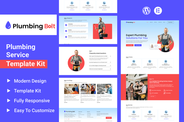 Plumbing Bolt - Plumbing Services Elementor Template Kit