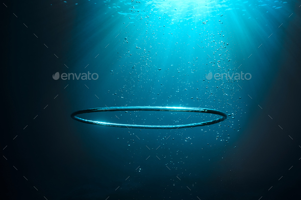 Bubble ring underwater in ocean - Stock Photo - Images