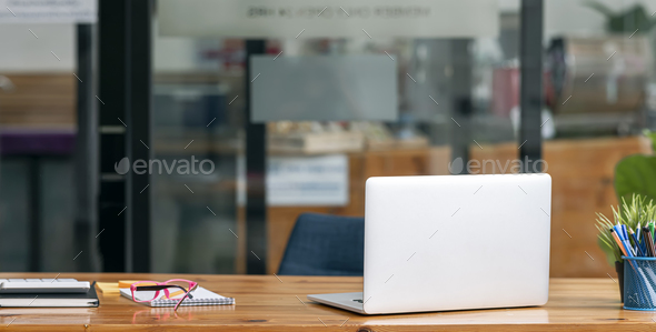 Laptop, Phone And Other Office Stuff On Table Stock Photo, Picture