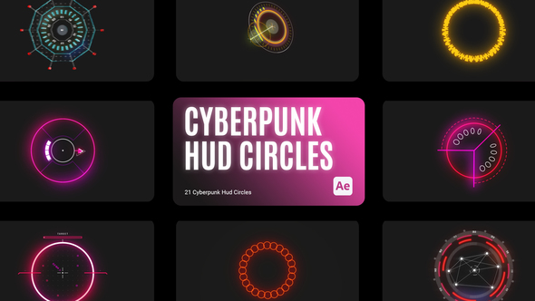 Cyberpunk HUD Circles for After Effects Elements template preview