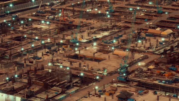 Time Lapse of Construction Site with Heavy Construction Machinery in Metropolis alt