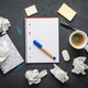 Crumpled wads, sheet of white paper, coffee and idea, brainstorming concept - PhotoDune Item for Sale