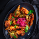 Grilled Lemon and garlic chicken wings with pickled root vegetables  - PhotoDune Item for Sale