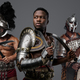 Black gladiator with naked torso with two comrades - PhotoDune Item for Sale