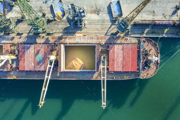 ship loading grain for export. Water transport - Stock Photo - Images