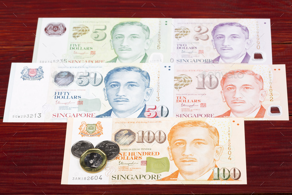 Singapore money - coins and banknotes - Stock Photo - Images
