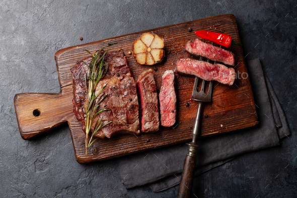 Grilled ribeye beef steak - Stock Photo - Images