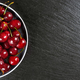 Fresh Red Ripe Sweet Cherry On Plate On Black Slate Background. - PhotoDune Item for Sale