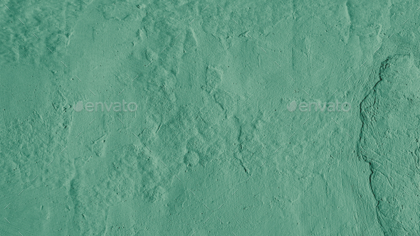 Stucco Plaster Wall Background Texture Of Green Painted Cement, Concrete Wall - Stock Photo - Images