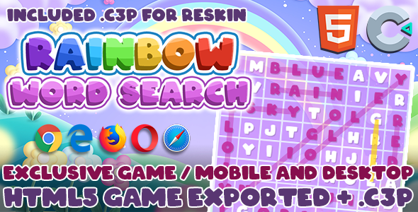 Rainbow Word Search - HTML5 Game / Construct 3 Source-Code