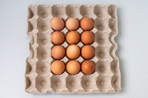 Square Recycling Tray for Chicken Eggs with Red Chicken Eggs