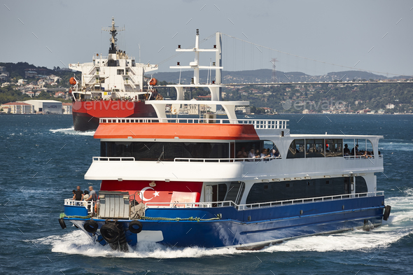 Maritime traffic at the Bosphorus strait in Istanbul. Transportation Turkey