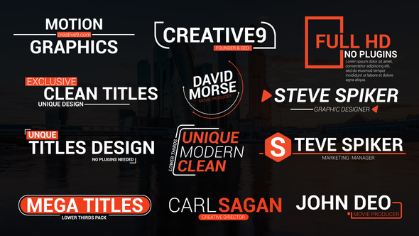 Minimal Lower Thirds Elements template preview