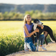 Portrait of a beautiful young blond woman with her greyhound dog. - PhotoDune Item for Sale