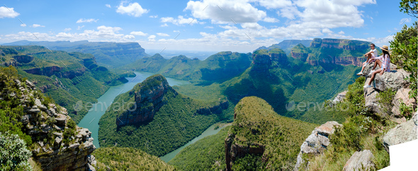 Panorama Route South Africa, Blyde river canyon with the three rondavels - Stock Photo - Images