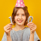Cheerful, positive ten years birthday girl in party hat - PhotoDune Item for Sale