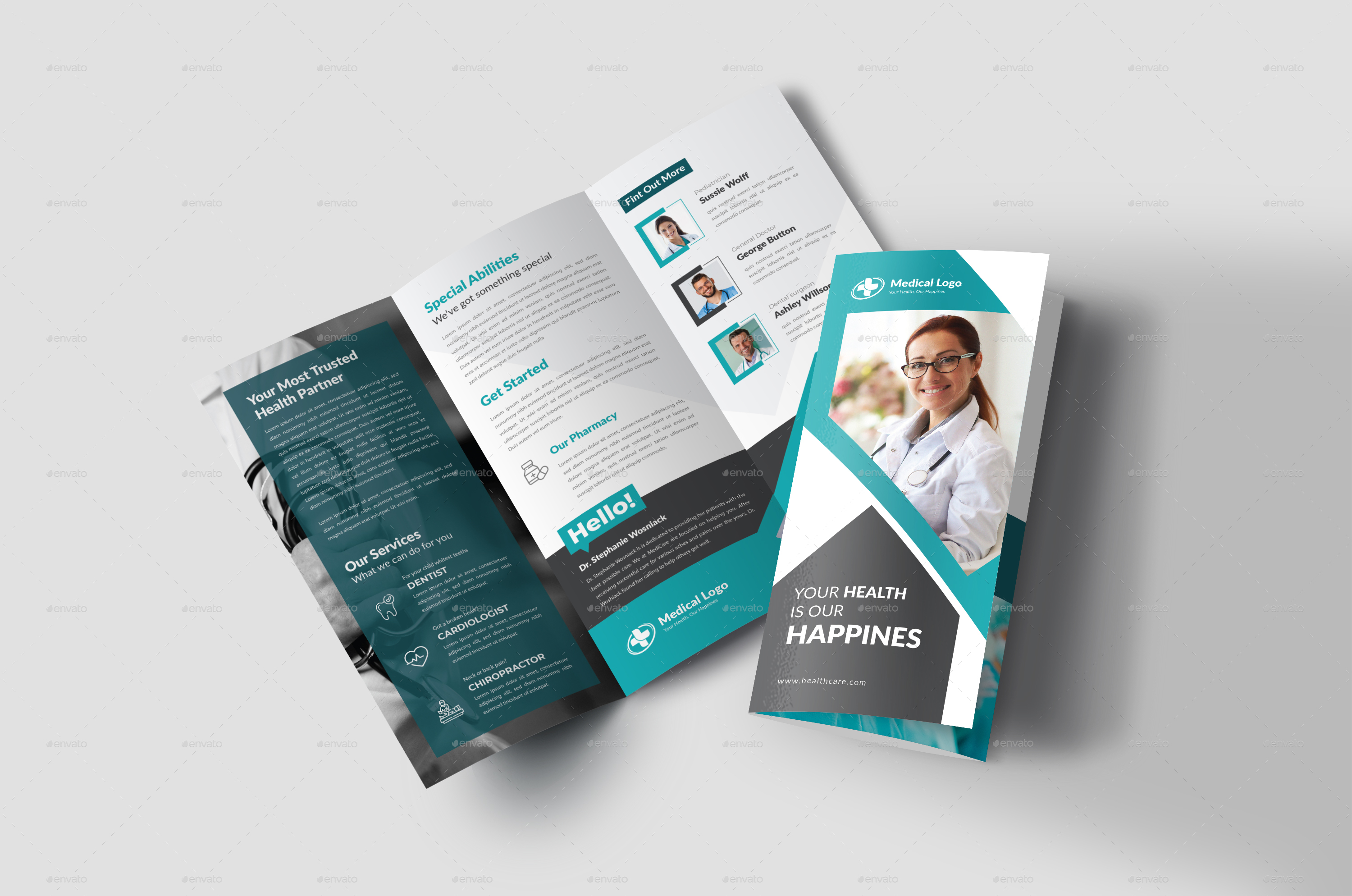 Medical Trifold Brochure, Print Templates 