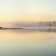 Panorama of a calm northern Minnesota lake and fog at dawn during spring with docks along the shore - PhotoDune Item for Sale