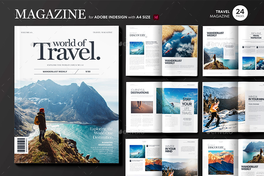 travel magazine page layout