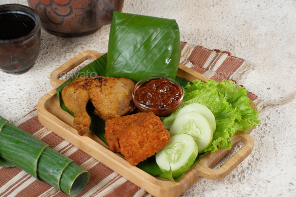 Nasi Timbel, Traditional Sundanese Rice Wrapped with Banana Leaf ...