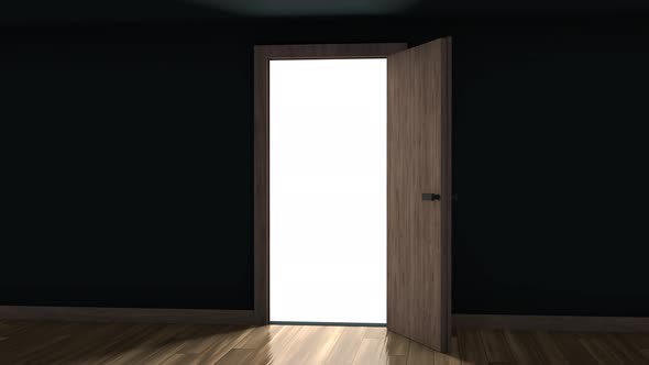 Door Opening in Dark Room with Bright Light