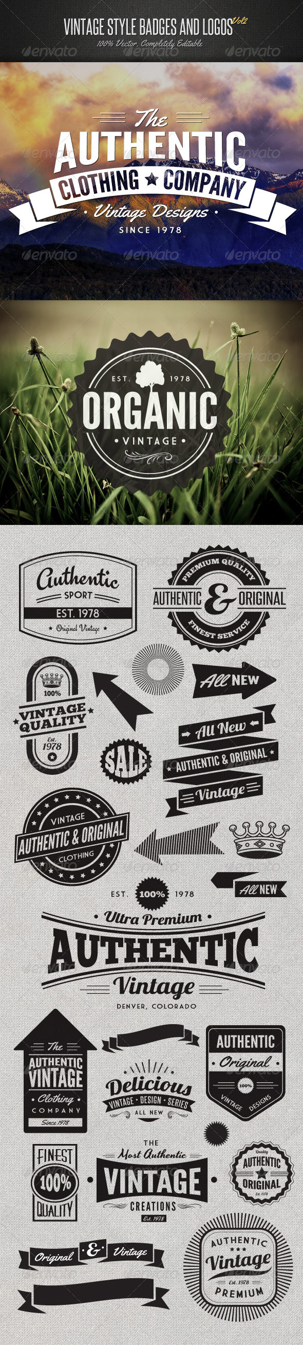 Vintage Style Badges and Logos Vol 2 - Badges & Stickers Web Elements