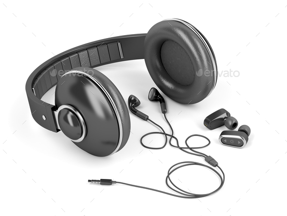 Different types of earphones - Stock Photo - Images